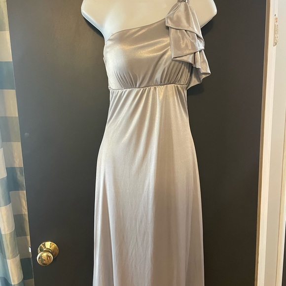 Stunning Silver Shimmer Gown Dress - Picture 4 of 4